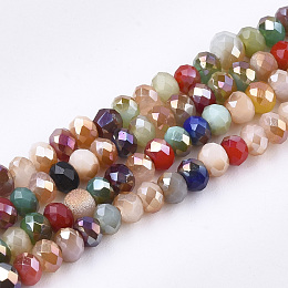 Electroplate Glass Beads Strands, AB Color, Faceted, , Mixed Color, 3x2mm, Hole: 1mm; about 192~195pcs/strand, 16.1"