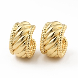 Honeyhandy Brass Chunky Cuff Earrings for Men Women, Real 18K Gold Plated, 14x16x9mm