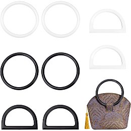 CHGCRAFT 8Pcs 4 Style D-Shape Circle Bag Handles Plastic Purse Handles Circular Ring Purse Handles for Purse Handbags Totes Clutch Making Length 4.7inch 4.8inch
