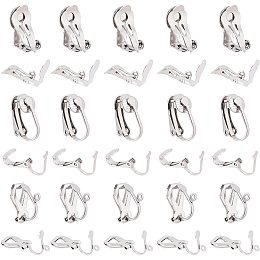 DICOSMETIC 60pcs 3 Styles 304 Stainless Steel Clip-on Earring Findings Flat Round Ear Clips Non Piercing Earrings Cartilage Earrings for Earring Making Crafts