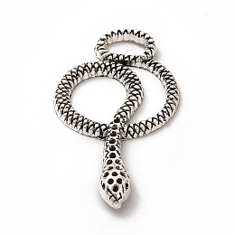 Honeyhandy Tibetan Style Alloy Pendants, Snake Charm, Antique Silver, 46.5x26x4mm, Hole: 4.5x8.5mm
