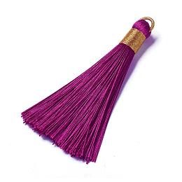 Honeyhandy Polyester Tassel Pendants, Medium Violet Red, 80~83x7~8mm, Hole: 5~7mm