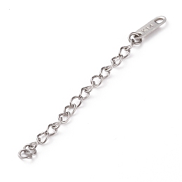 Honeyhandy 304 Stainless Steel Chain Extender, with Chain Tabs & Word K14, Stainless Steel Color, 60~62x3mm