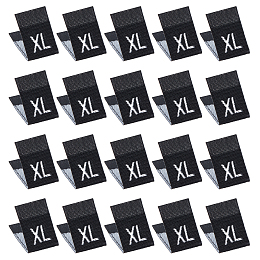 NBEADS 600 Pcs XL Cotton Size Labels, Black Embroidered Labels Tags Small Size Labels Sewing Clothing Size Labels Woven Crafting Label Tags Garment Shirts Dresses Accessories for Clothes, 18x12.5mm