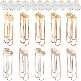 NBEADS 20 Sets 2 Colors Bookmark Makings Sets, 20 Pcs Alloy Safety Pin Bookmark Cabochon Trays and 20 Pcs Transparent Glass Dome Cabochons for DIY Bookmark Making, Platinum and Light Gold