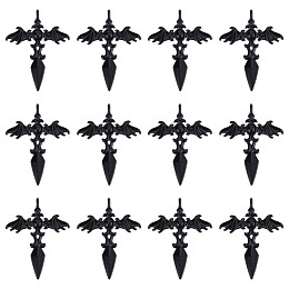 SUNNYCLUE 30Pcs Gothic Style Alloy Pendents, Sword with Wing, Electrophoresis Black, 44x34.5x3mm, Hole: 4mm