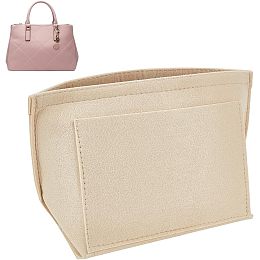 WADORN Purse Organizer Insert for Handbags, Felt Shoulder Bag Insert Organizer Shaper for Longchamp Collection Handbag Insert with Zipper for Women Tote Bag Liner Bag in Bag (Small, Beige)