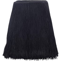 OLYCRAFT 10 Yards Polyester Tassel Fringe Trim 11 inch Wide Sewing Fringe Trim Lace Long Lenth Polyester Tassel for DIY Latin Dress - Black