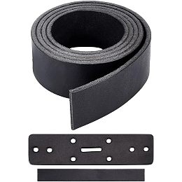 WADORN Genuine Leather Belt Strip, 1.5" Wide Leather Blank Belt 51.18Inch Leather Strap with Belt Loop DIY Leather Craft Projects Making for Belts Bag Shoulder Strap Pet Collars Wrist Strap, Black