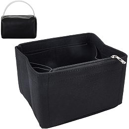 WADORN Felt Purse Organizer Insert, Tote Bag Organizer Insert Mini Tote Basket Shaper Liner Rectangle Bag in Bag Shoulder Bag Interior Shaper for Make-up Storage Bag, 7.79x5.12x6.18 Inch, Black