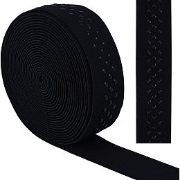 GORGECRAFT 25mm Wide Elastic Gripper Tape 5 Yards Dot Non-Slip Elastic Ribbon Black Silicone Gripper Band Flat Stretch Belt with 3 Rows Rubbers Dots for DIY Sewing Crafts Garment Underwear Accessories