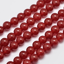 Honeyhandy Natural & Dyed Malaysia Jade Bead Strands, Imitation Red Agate, Round, Red, 10mm, Hole: 1.0mm, about 38pcs/strand, 15 inch