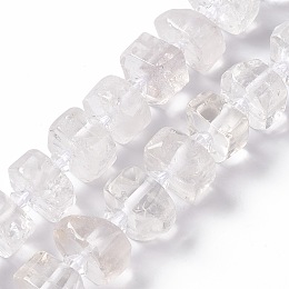 Honeyhandy Natural Quartz Crystal Beads Strands, Rock Crystal, Faceted, Flat Round, 14x14x5~8.5mm, Hole: 1.8mm, about 30pcs/strand, 14.76 inch(37.5cm)