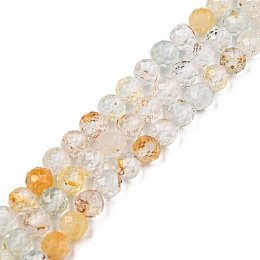 Honeyhandy Natural Topaz Beads Strands, Faceted, Round, Grade AB, Gold, 4mm, Hole: 0.3mm, about 97pcs/strand, 15.55 inch(39.5cm)