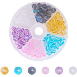 ARRICRAFT Synthetic Moonstone Beads Strands, Dyed, Holographic Beads, Half AB Color Plated, Frosted, Round, Mixed Color, 6mm, Hole: 1mm, 120pcs/box