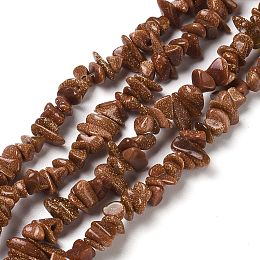 Synthetic Goldstone Chip Beads Strands, 5~9x4~6x1~3mm, Hole: 0.7mm, 30.71''(78cm)