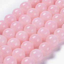 Honeyhandy Natural Mashan Jade Round Beads Strands, Dyed, Pink, 8mm, Hole: 1mm, about 51pcs/strand, 15.7 inch