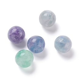 Honeyhandy Natural Fluorite Beads, No Hole/Undrilled, for Wire Wrapped Pendant Making, Round, 20mm