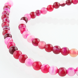 Honeyhandy Natural Gemstone Agate Round Bead Strands, Dyed, Deep Pink, 4mm, Hole: 1mm, about 92pcs/strand, 14.96 inch