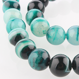 Honeyhandy Natural Gemstone Agate Round Bead Strands, Dyed, Dark Cyan, 10mm, Hole: 1mm, about 38pcs/strand, 14.96 inch