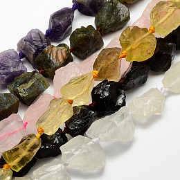 Honeyhandy Natural Mixed Gemstone Beads Strands, Nuggets, 17~30x15~25x11~20mm, Hole: 3mm, about 15~18pcs/strand, 15.75 inch(40cm)