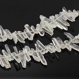 Honeyhandy Natural Quartz Crystal Beads Strands, Nuggets, Quartz Crystal, 12~26x2~6x2~5mm, Hole: 1mm, 15 inch