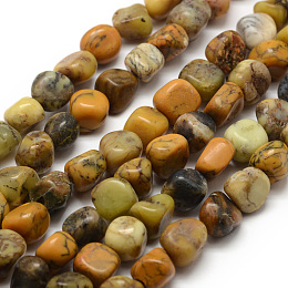 Honeyhandy Natural Yellow Moss Agate Beads Strands, Nuggets, 7~9x7~9x3~8mm, Hole: 1mm, about 42~47pcs/strand, 15.7 inch(40cm)