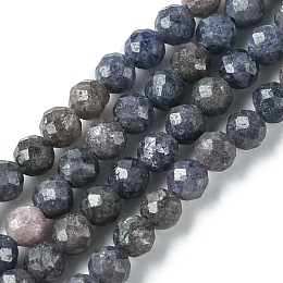 Honeyhandy Natural Sapphire Beads Strands, Faceted, Round, 3mm, Hole: 0.8mm, about 140pcs/strand, 15.35 inch(39cm)