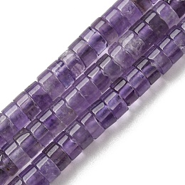 Honeyhandy Natural Amethyst Beads Strands, Flat Round/Disc, Heishi Beads, 4x1.8~2mm, Hole: 0.8mm, about 203pcs/strand, 15.35~15.43 inch(39~39.2cm)