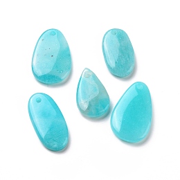 Natural Amazonite Pendants, Mixed Teardrop & Oval Charm, 27.5~43.5x15.5~29x4.5~11.5mm, Hole: 2~2.6mm