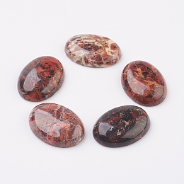 Honeyhandy Natural Brecciated Jasper Flat Back Cabochons, Oval, 25x18x7~7.5mm