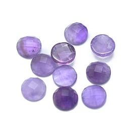 Honeyhandy Natural Amethyst Cabochons, Faceted, Half Round/Dome, 6x2.5mm