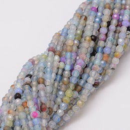 Honeyhandy Natural Agate Bead Strands, Dyed, Faceted, Round, Light Steel Blue, 4mm, Hole: 0.8mm, about 90~92pcs/strand, 14 inch