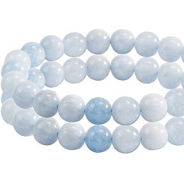 NBEADS 3 Strands 14.96~15.15"/Strand Natural Jade Beads Strand, 8mm Round Natural Imitation Aquamarine Stone Beads with 1mm Hole for DIY Bracelet Necklace Jewelry Making, 47-48 Pcs/Strand