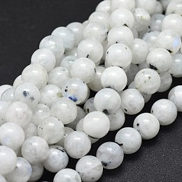 Honeyhandy Natural Rainbow Moonstone Beads Strands, Round, 8mm, Hole: 1mm, about 48pcs/strand, 15.5 inch(39.5cm)