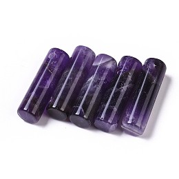 Honeyhandy Natural Amethyst Pendants, Column, 34~36x10~10.5mm, Hole: 2mm