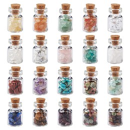 Honeyhandy Kissitty Natural & Synthetic Gemstone Chip Beads Glass Bottles, No Hole/Undrilled, 13.4x12.8x1.7cm, 20pcs/set