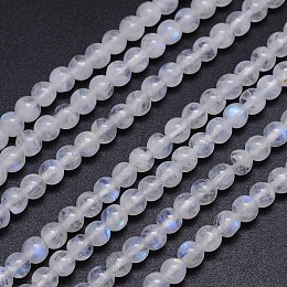 Honeyhandy Natural Moonstone Round Bead Strands, Grade AA, 4~4.5mm, Hole: 1mm, about 98pcs/strand, 15.5 inch