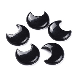 Honeyhandy Natural Obsidian Cabochons, Moon, 35x31x7.5mm