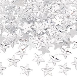 OLYCRAFT 100Pcs Star Shape Sew on Rhinestone 14x13mm Clear Acrylic Rhinestones with 2 Holes Faceted Acrylic Rhinestones with Flat Plated Back Stars Rhinestones for Clothes Jewelry Making DIY Crafts