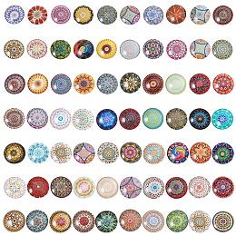 PandaHall Elite 70 Styles Mosaic Printed Cabochons Picture 25mm Half Round Glass Dome Cabochons Tiles for Photo Jewelry Making, Floral Series