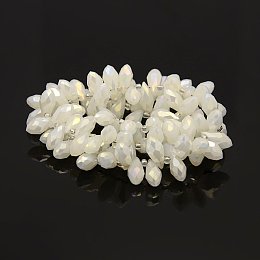 NBEADS 1 Strand AB Color Plated White Faceted Drop Electroplate Glass Beads Strands with 12x6mm,Hole:1mm,about 100pcs/strand