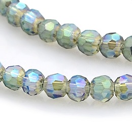 Honeyhandy Full Rainbow Plated Glass Faceted Round Spacer Beads Strands, Cadet Blue, 3mm, Hole: 1mm, about 100pcs/strand, 11.5 inch