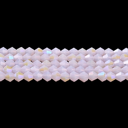 Honeyhandy Imitation Jade Electroplate Glass Beads Strands, AB Color Plated, Faceted, Bicone, Pink, 4x4mm, Hole: 0.8mm, about 82~85pcs/strand, 30.5~31cm