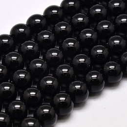 Honeyhandy Imitate Austrian Crystal Glass Round Bead Strands, Grade AA, Black, 8mm, Hole: 1mm, about 53pcs/strand, 15.7 inch