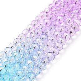 Transparent Glass Beads Strands, Faceted, Rondelle, Dyed, Sky Blue, 6x5mm, Hole: 1.2~1.4mm, about 85~88pcs/strand, 16.54~16.93 inch(42~43cm)