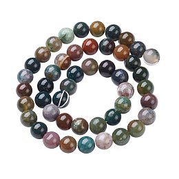 NBEADS 10 Strands 8mm Round Agate Natural Indian Gemstone Loose Beads Strands, Gemstone Beads for Jewelry Making DIY, 15-16 Inch