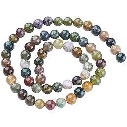 Pandahall Elite 10 Strands 6mm Natural Indian Agate Gemstone Round Loose Stone Beads for Jewelry Making 15.5", Multicolor