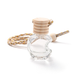 Honeyhandy Empty Glass Perfume Bottle Pendants, Aromatherapy Fragrance Essential Oil Diffuser Bottle, Car Hanging Decor, Moon, Bisque, 25cm, Capacity: 5ml(0.17fl. oz)