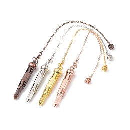 Honeyhandy Brass Bullet Dowsing Pendulum Pendants, with Cable Chain & Lobster Claw Clasps, Mixed Color, 257mm, Hole: 2.3mm